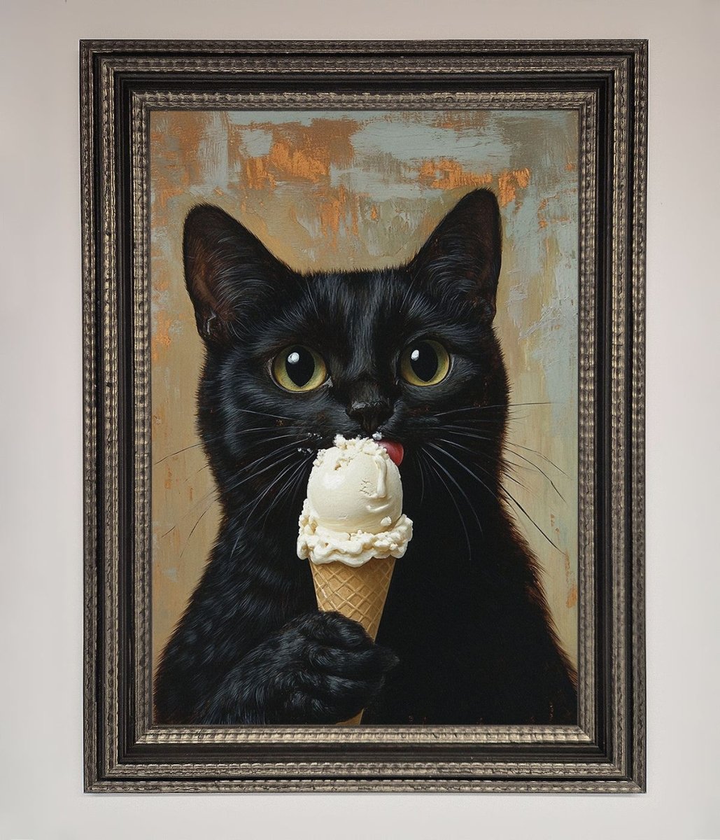Black Cat Ice Cream Framed Wall Art
