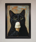 Black Cat Ice Cream Framed Wall Art