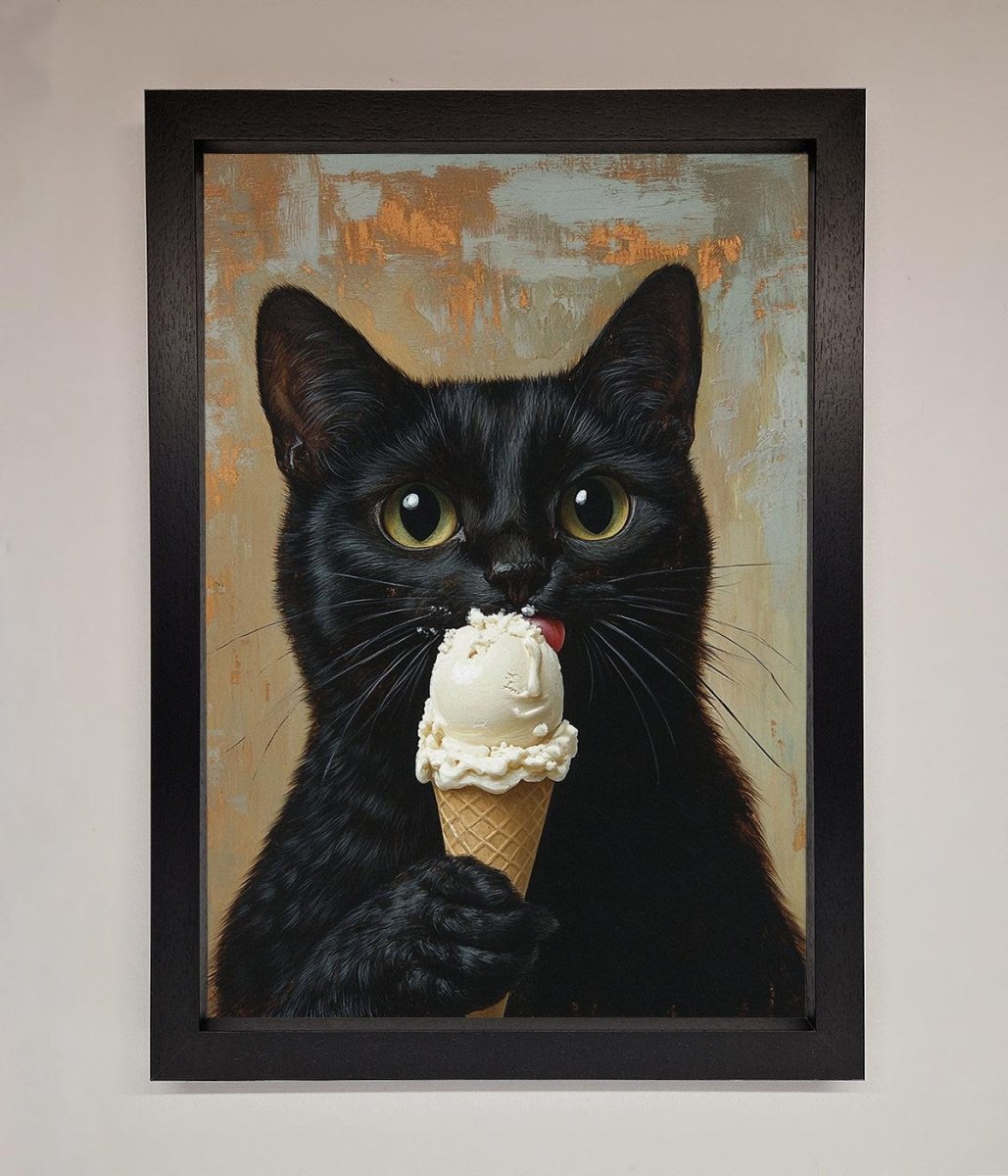 Black Cat Ice Cream Framed Wall Art