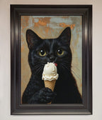 Black Cat Ice Cream Framed Wall Art
