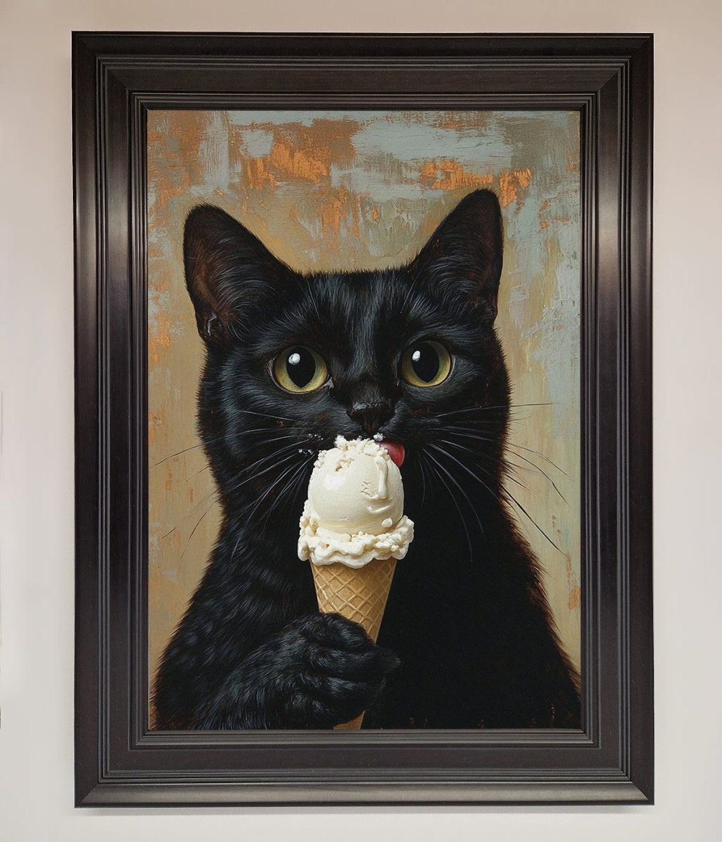 Black Cat Ice Cream Framed Wall Art