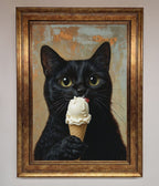 Black Cat Ice Cream Framed Wall Art