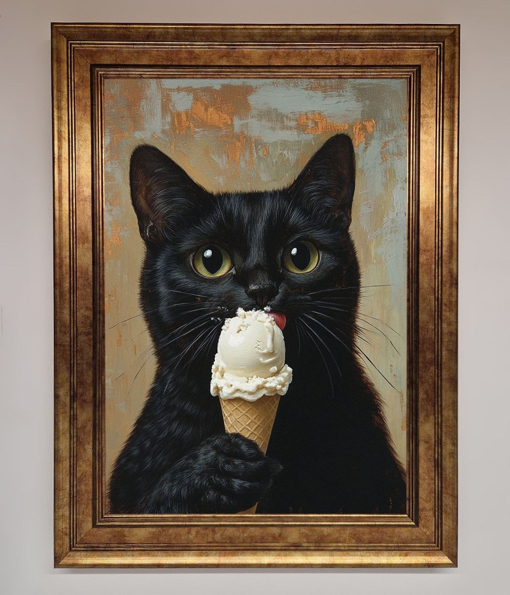 Black Cat Ice Cream Framed Wall Art