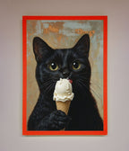 Black Cat Ice Cream Framed Wall Art