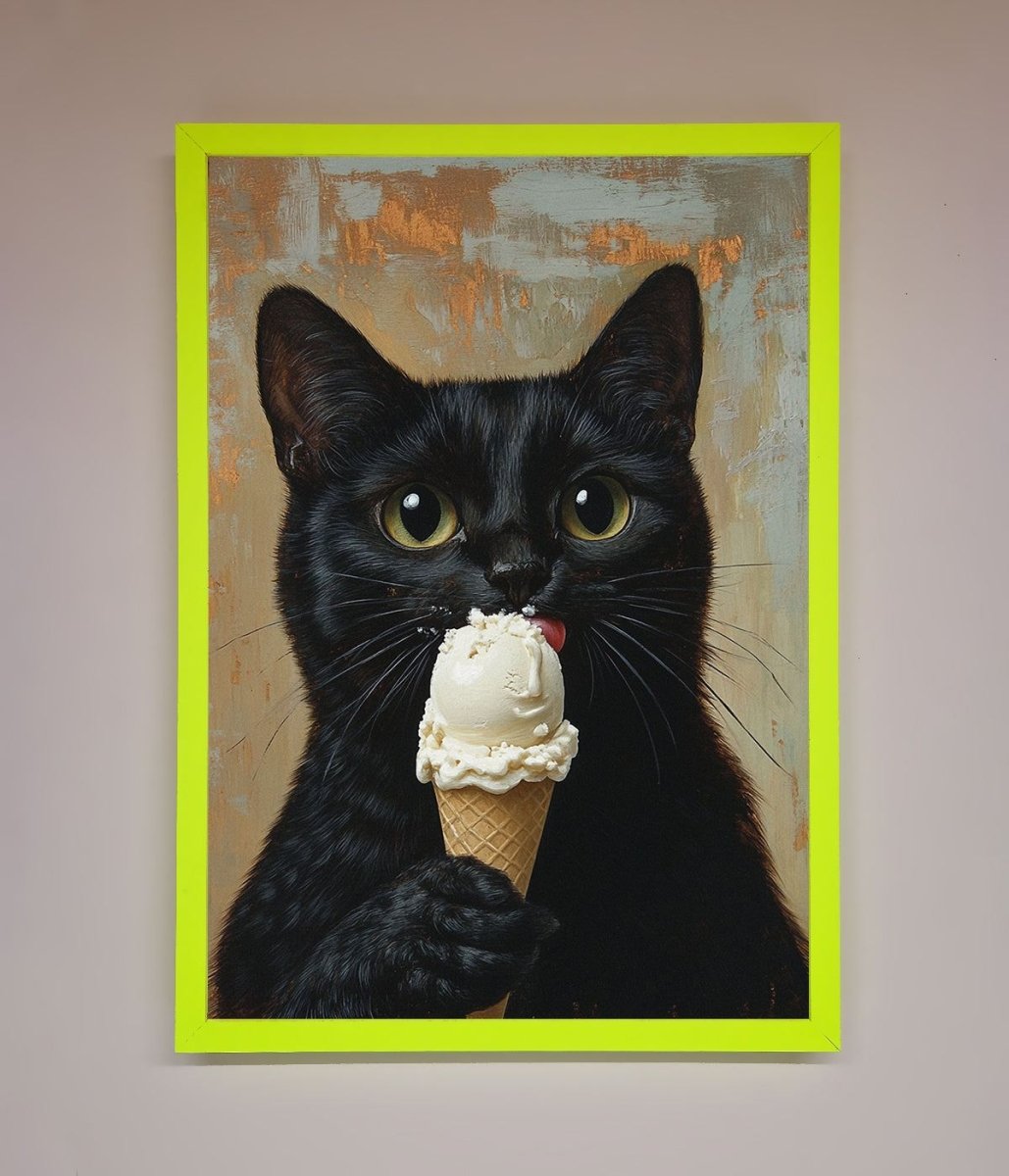 Black Cat Ice Cream Framed Wall Art