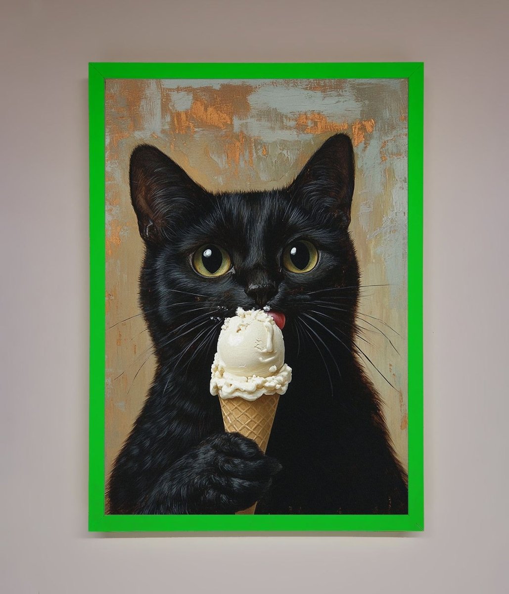 Black Cat Ice Cream Framed Wall Art