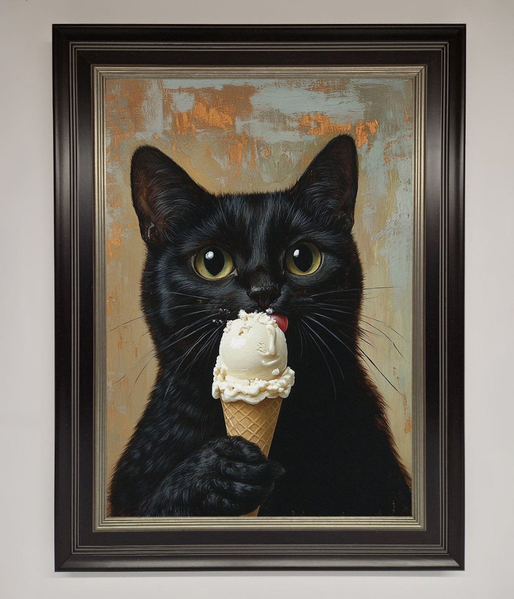 Black Cat Ice Cream Framed Wall Art