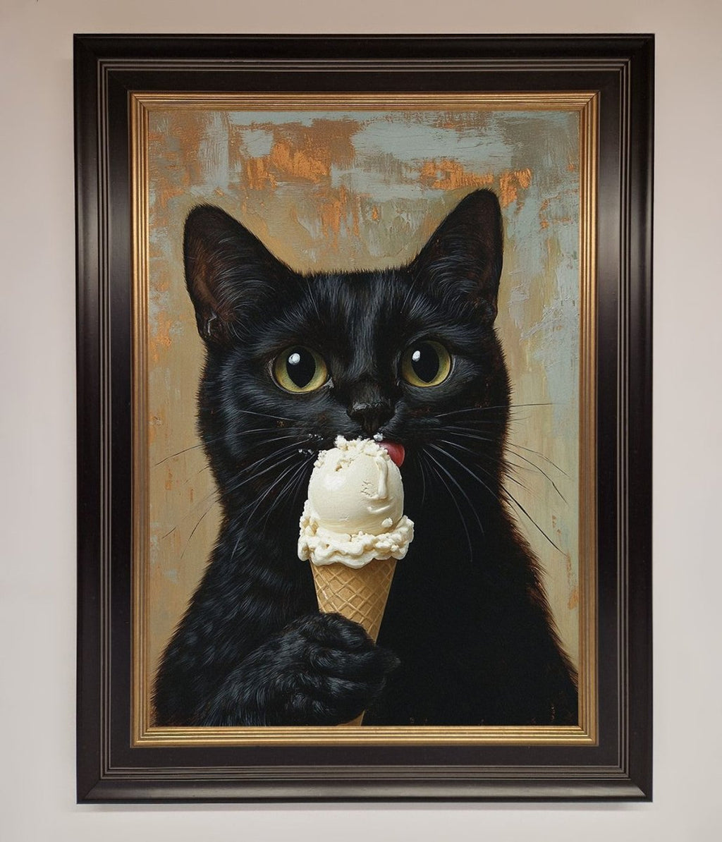 Black Cat Ice Cream Framed Wall Art