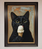 Black Cat Ice Cream Framed Wall Art