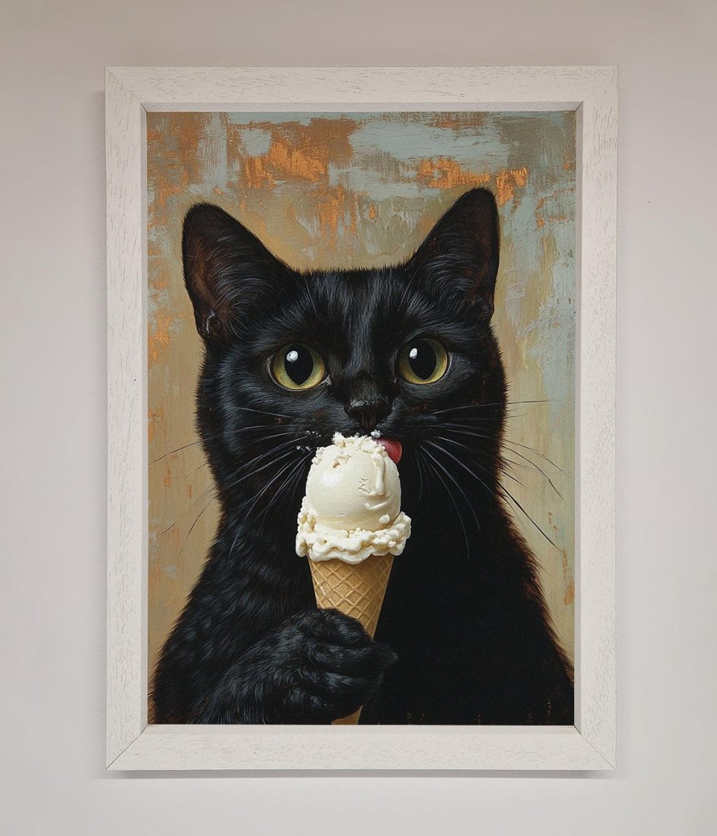 Black Cat Ice Cream Framed Wall Art