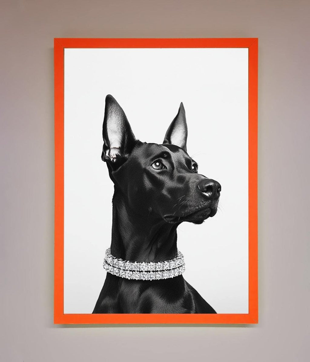 Black Doberman Framed Poster