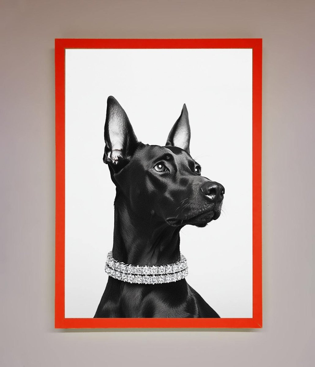 Black Doberman Framed Poster