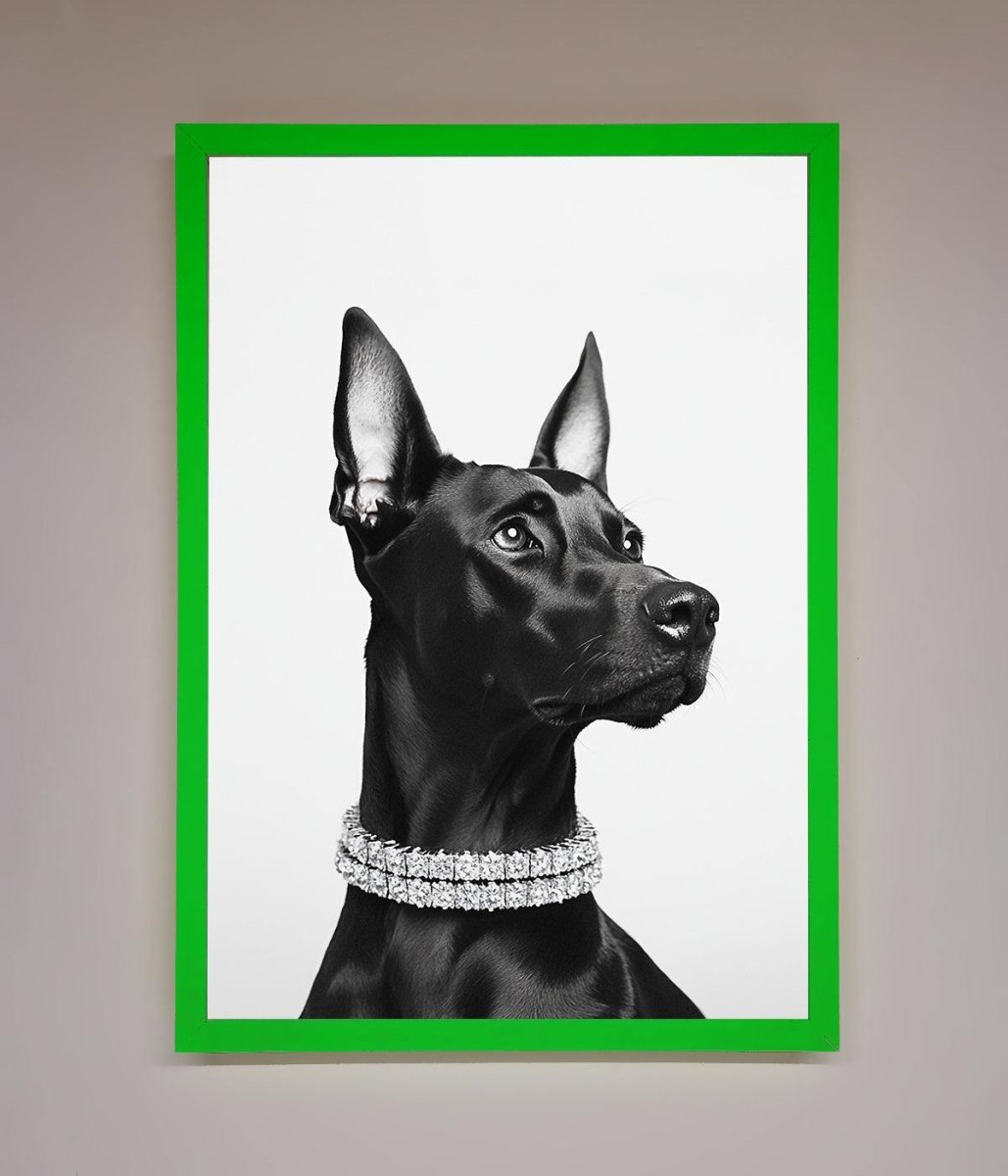 Black Doberman Framed Poster