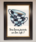 Blue Teacup Stack Framed Wall Art