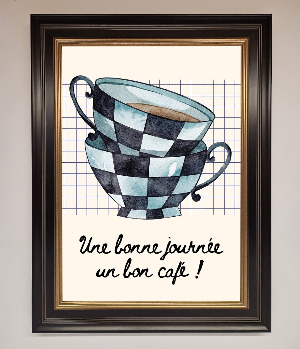 Blue Teacup Stack Framed Wall Art