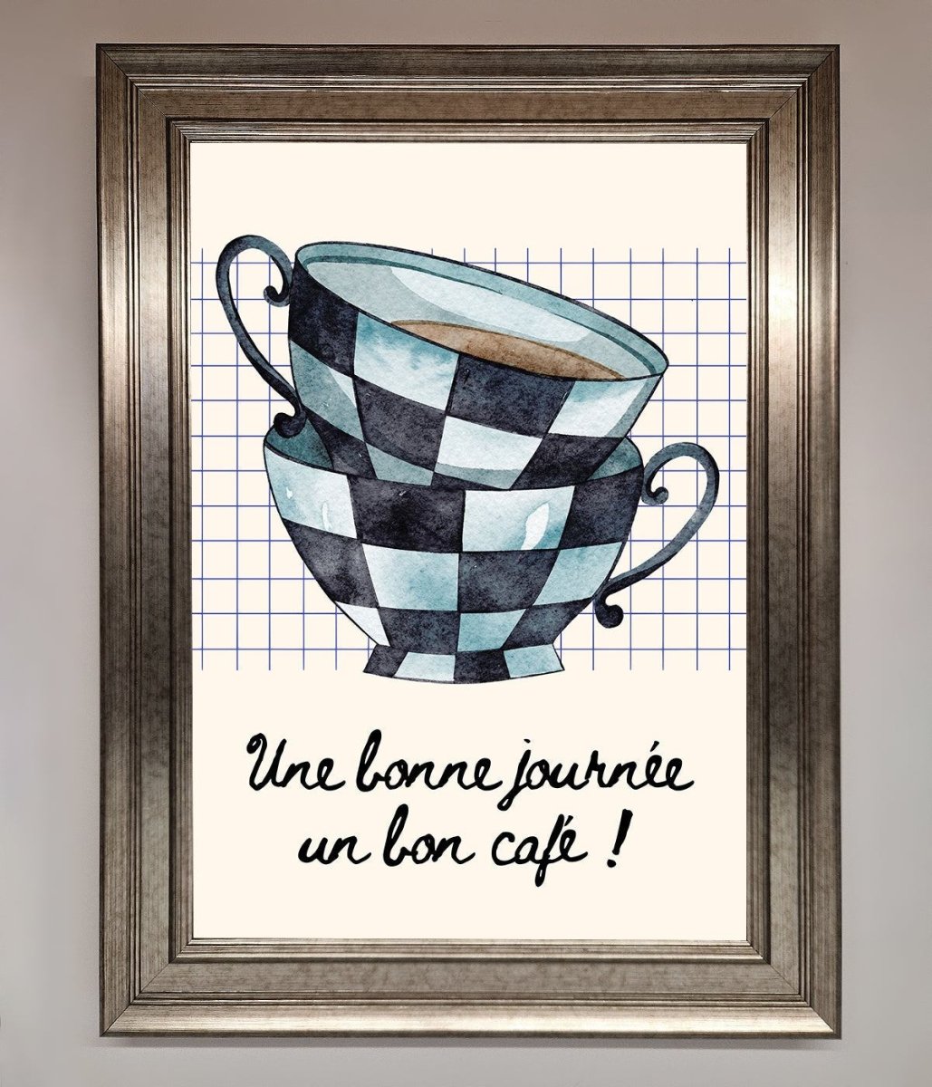 Blue Teacup Stack Framed Wall Art