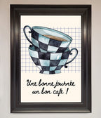 Blue Teacup Stack Framed Wall Art