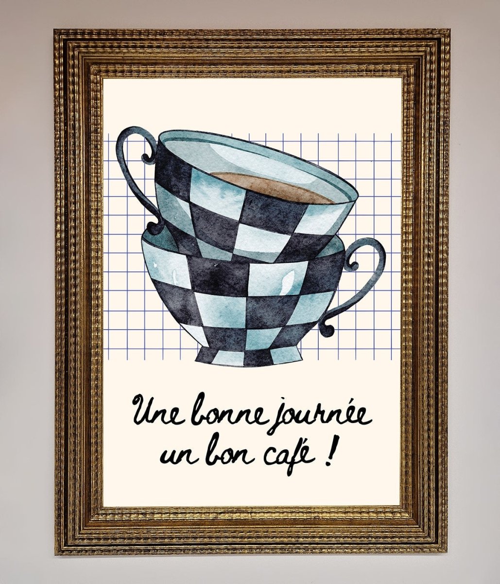 Blue Teacup Stack Framed Wall Art