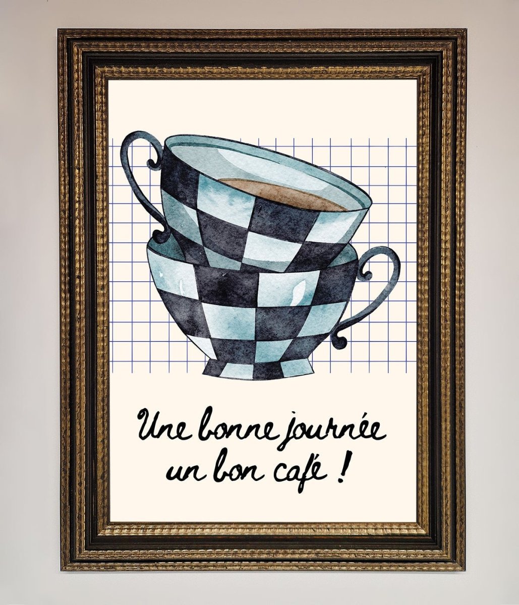 Blue Teacup Stack Framed Wall Art