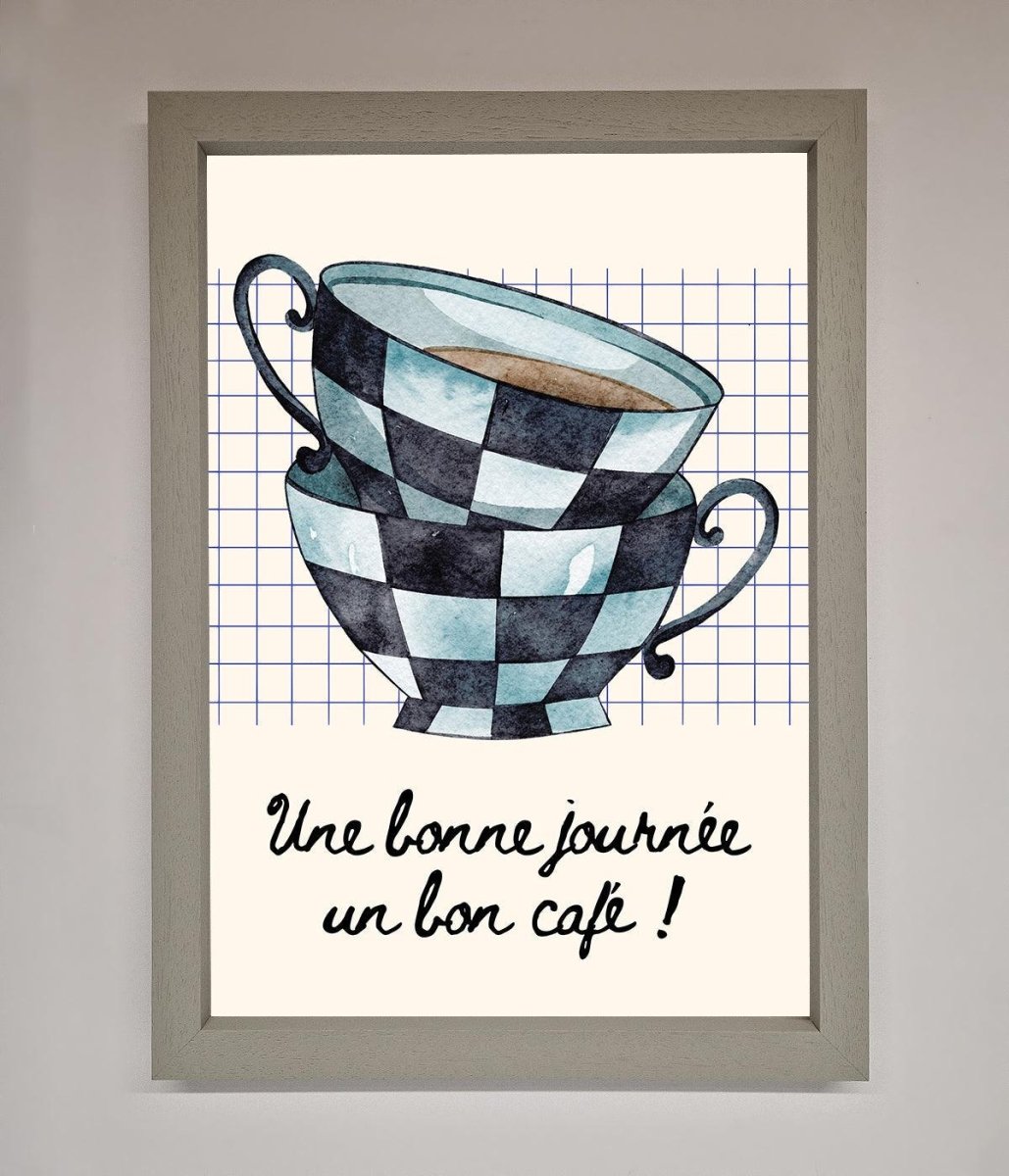 Blue Teacup Stack Framed Wall Art