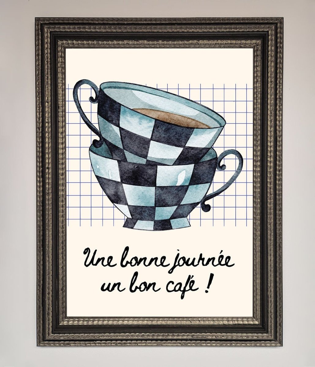 Blue Teacup Stack Framed Wall Art