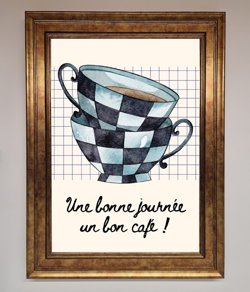 Blue Teacup Stack Framed Wall Art