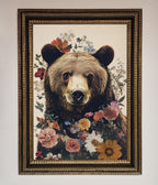 Brown Bear Floral Framed Print