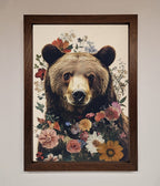 Brown Bear Floral Framed Print