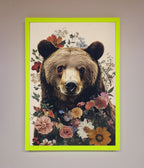 Brown Bear Floral Framed Print