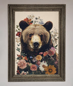 Brown Bear Floral Framed Print