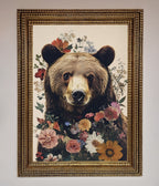 Brown Bear Floral Framed Print