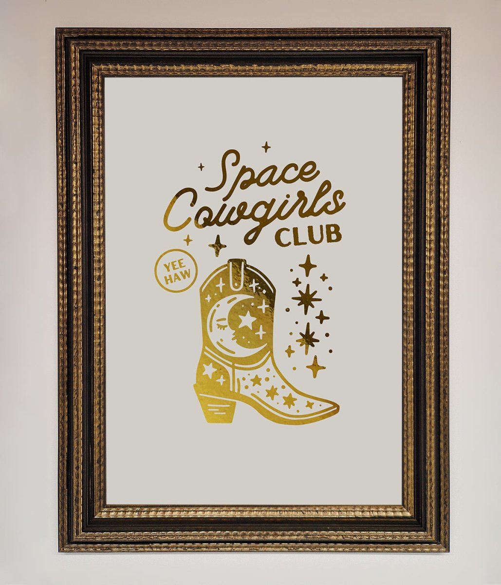 Cowgirl Boot Foil Framed Print