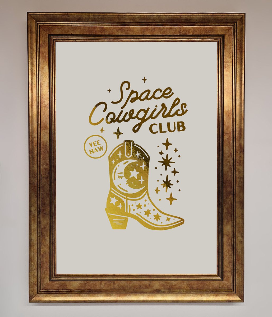 Cowgirl Boot Foil Framed Print