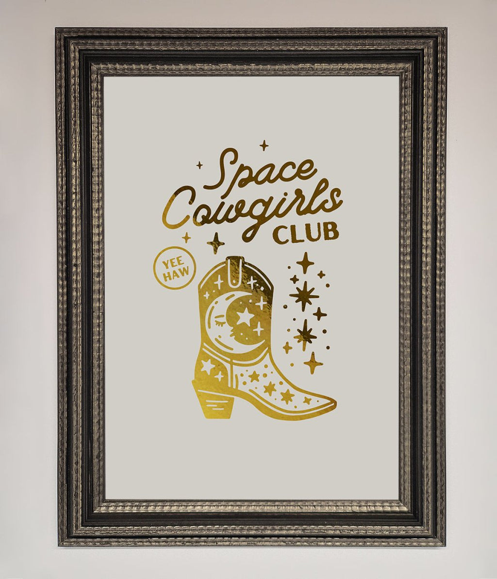 Cowgirl Boot Foil Framed Print