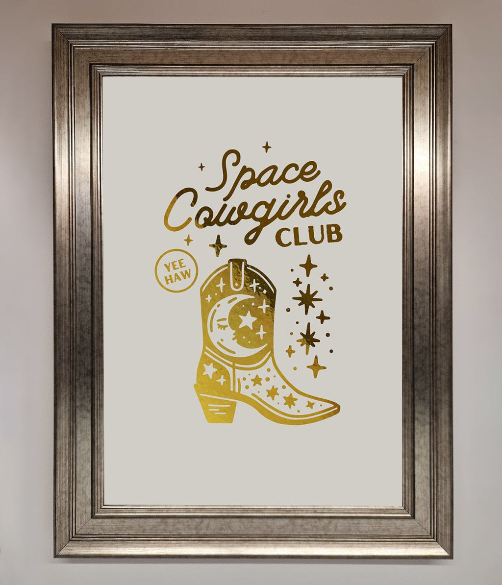 Cowgirl Boot Foil Framed Print