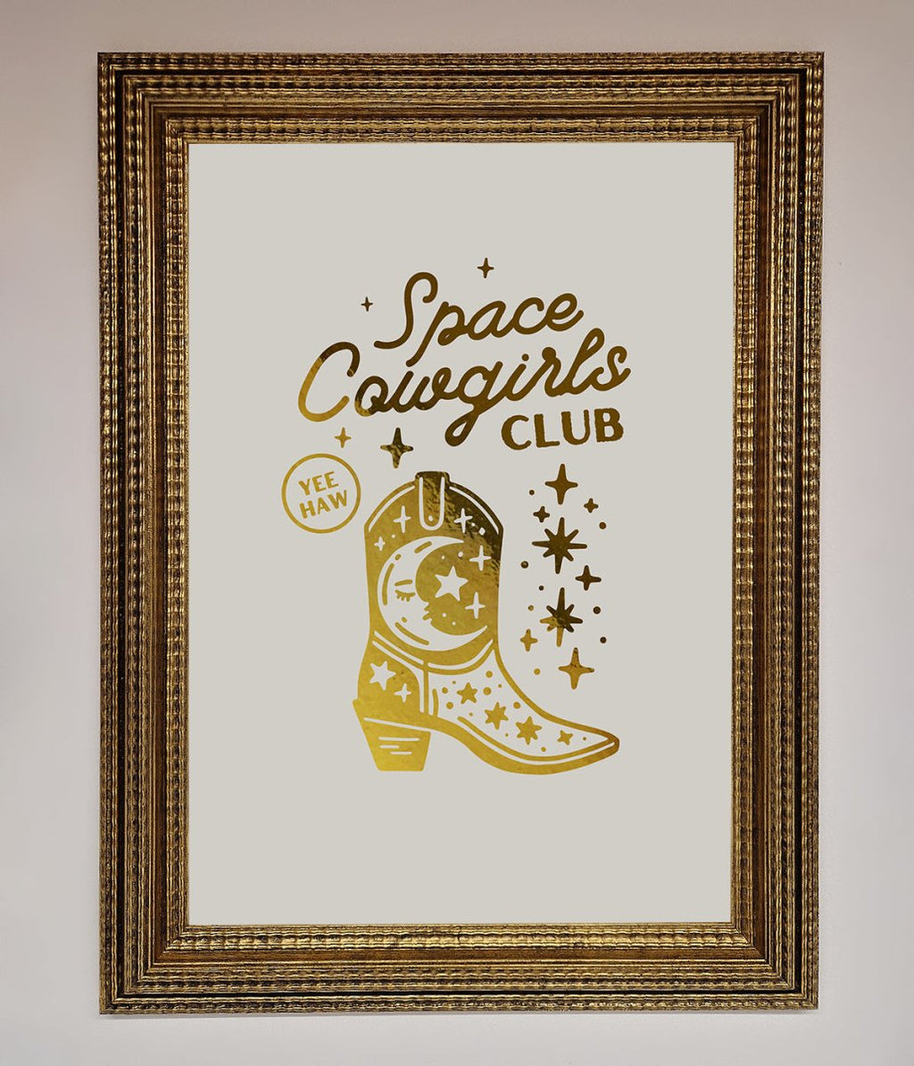 Cowgirl Boot Foil Framed Print