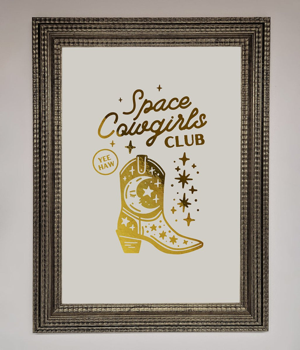 Cowgirl Boot Foil Framed Print