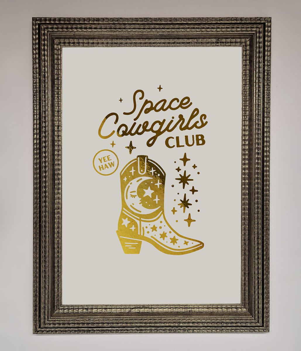Cowgirl Boot Foil Framed Print