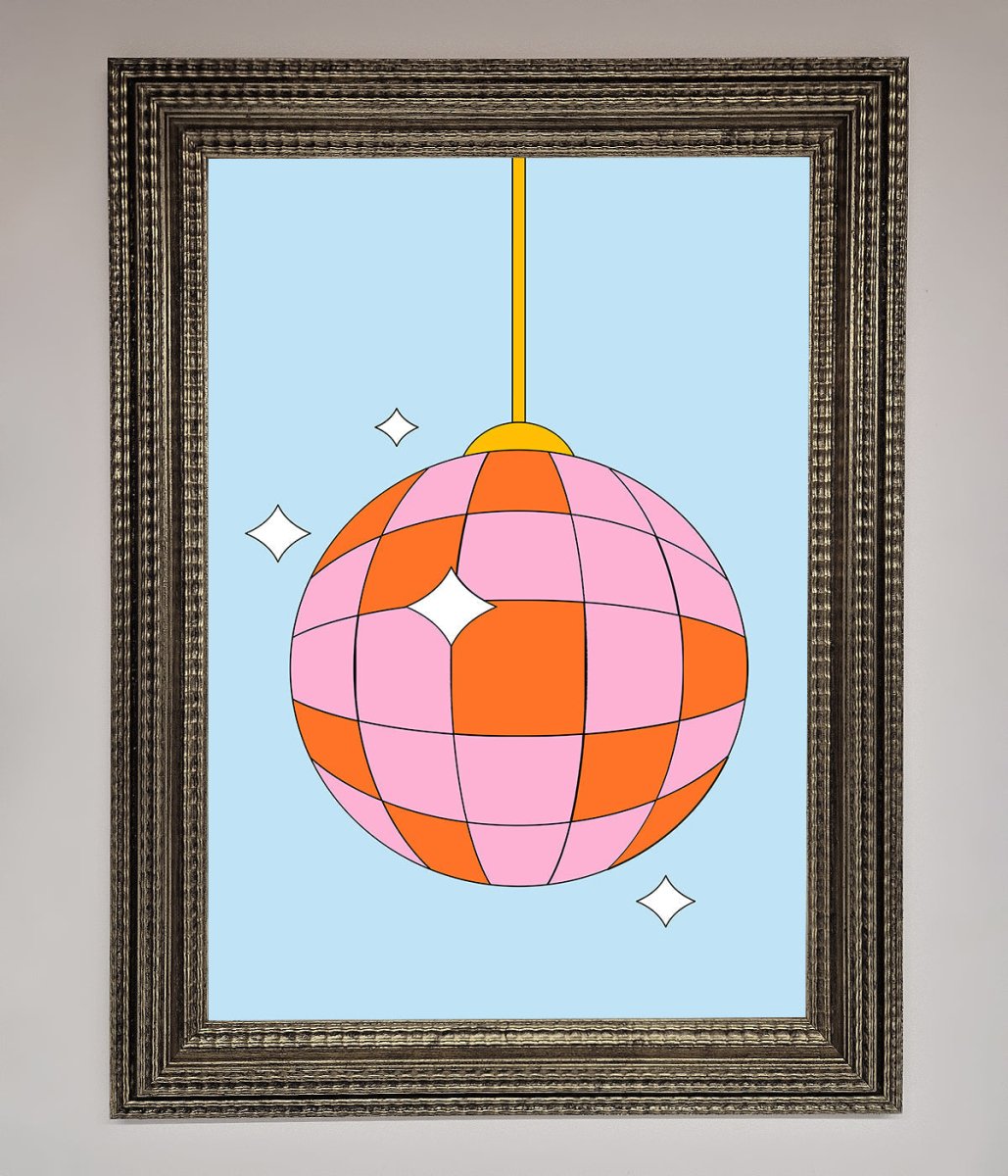 Disco Ball Pink Framed Poster