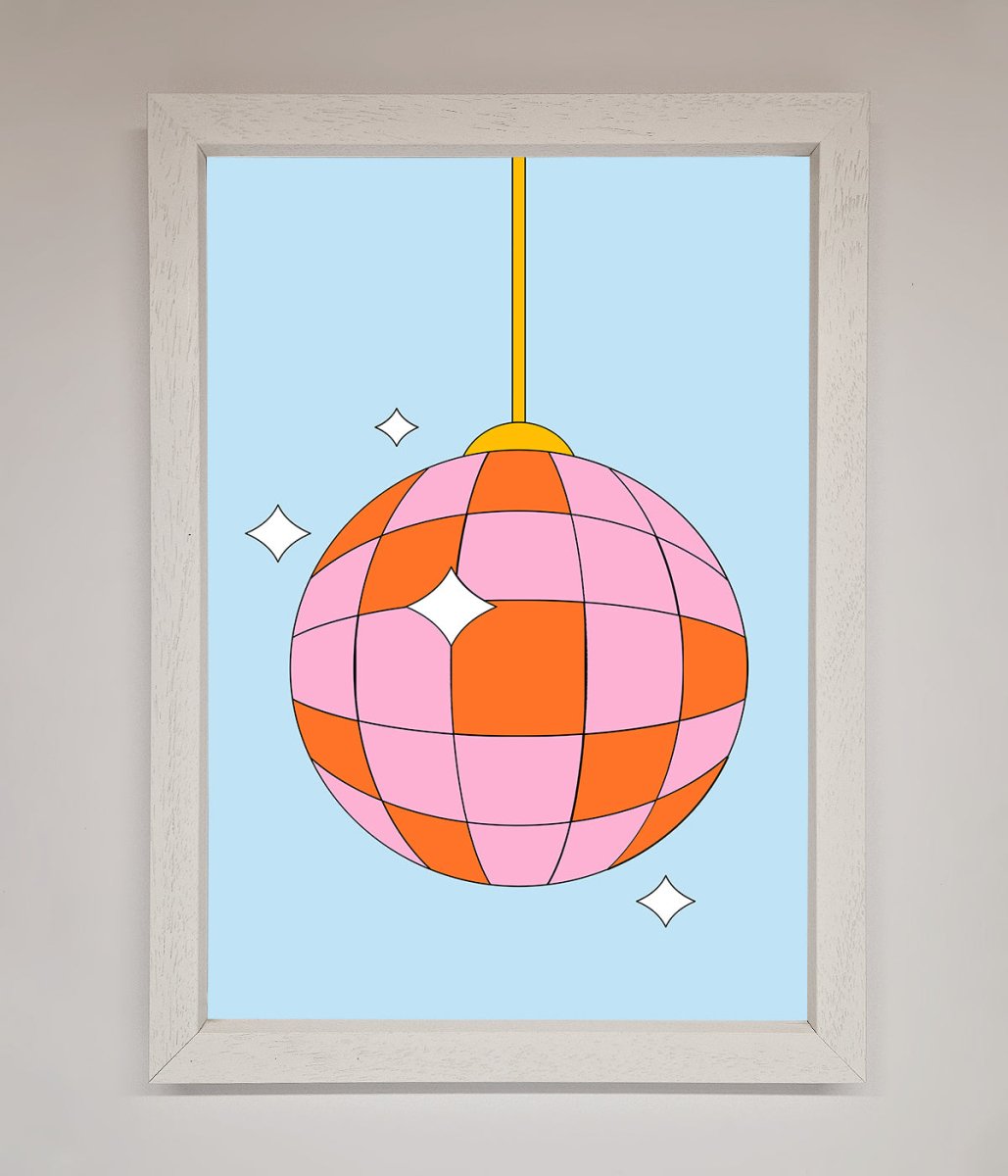 Disco Ball Pink Framed Poster