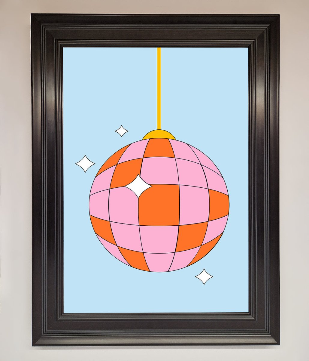 Disco Ball Pink Framed Poster