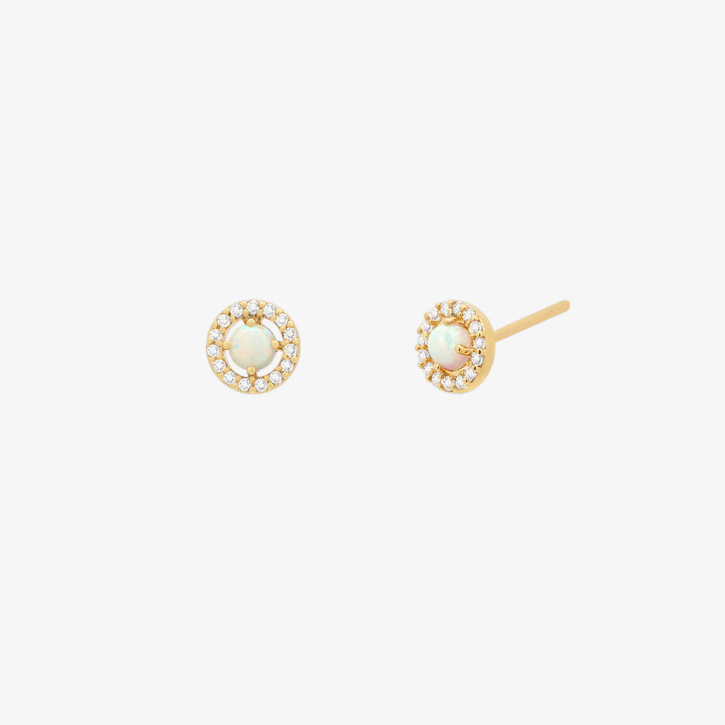 Opal cubic stud earrings-0