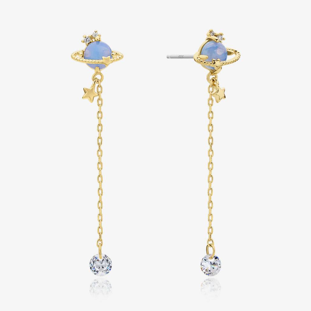 Moonstone saturn dangle earrings-0