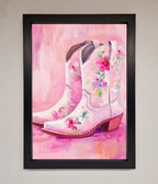 Floral Cowboy Boots Framed Poster