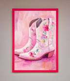 Floral Cowboy Boots Framed Poster