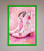 Floral Cowboy Boots Framed Poster