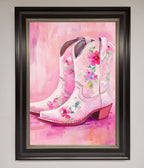 Floral Cowboy Boots Framed Poster