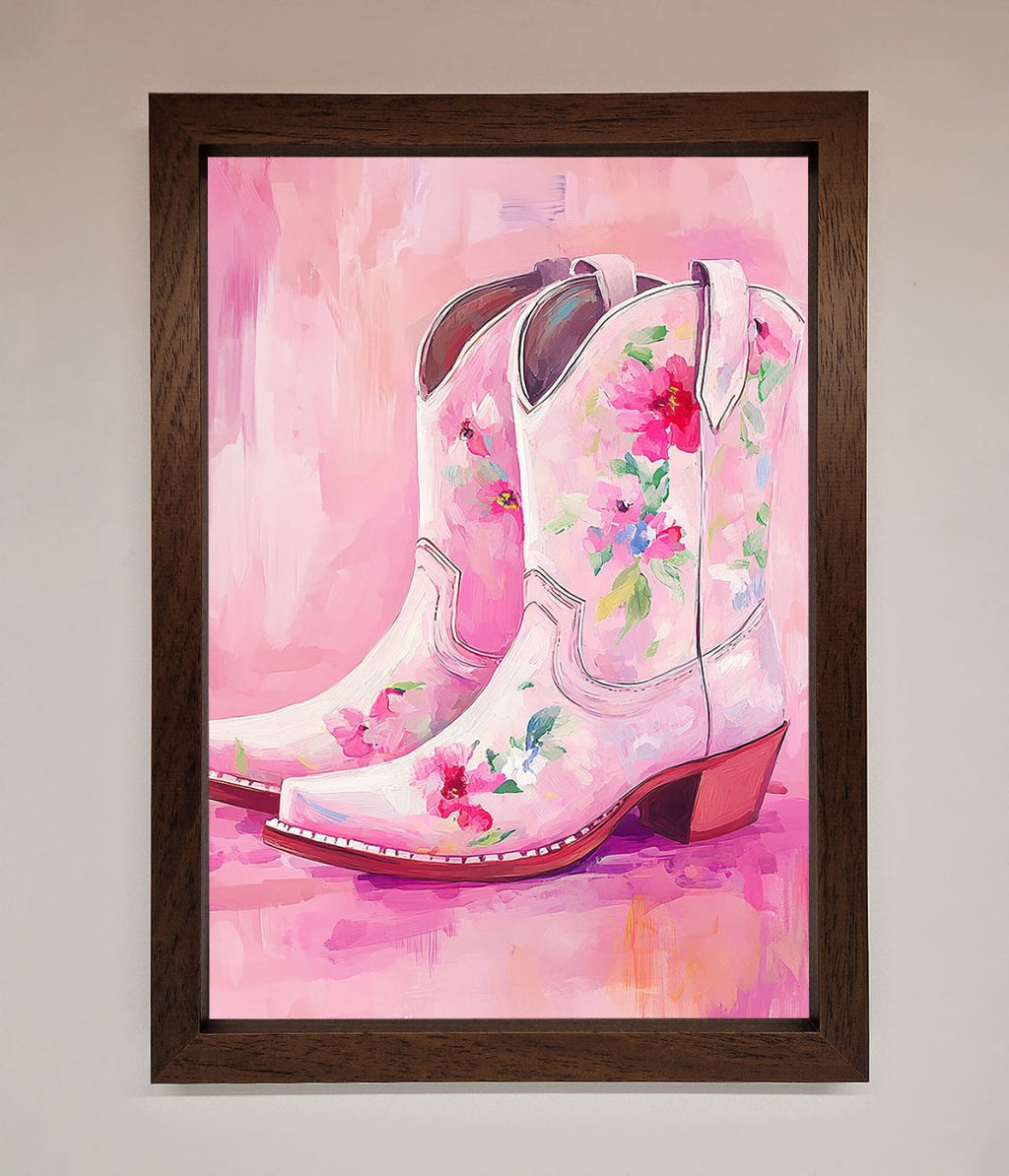 Floral Cowboy Boots Framed Poster
