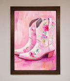 Floral Cowboy Boots Framed Poster