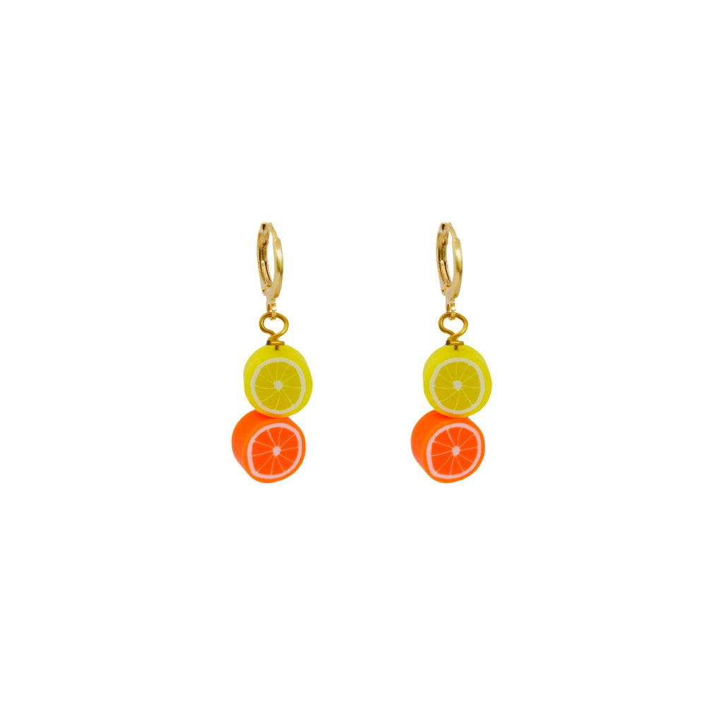 Lemon Yellow Orange huggie earrings | by Ifemi Jewels-2